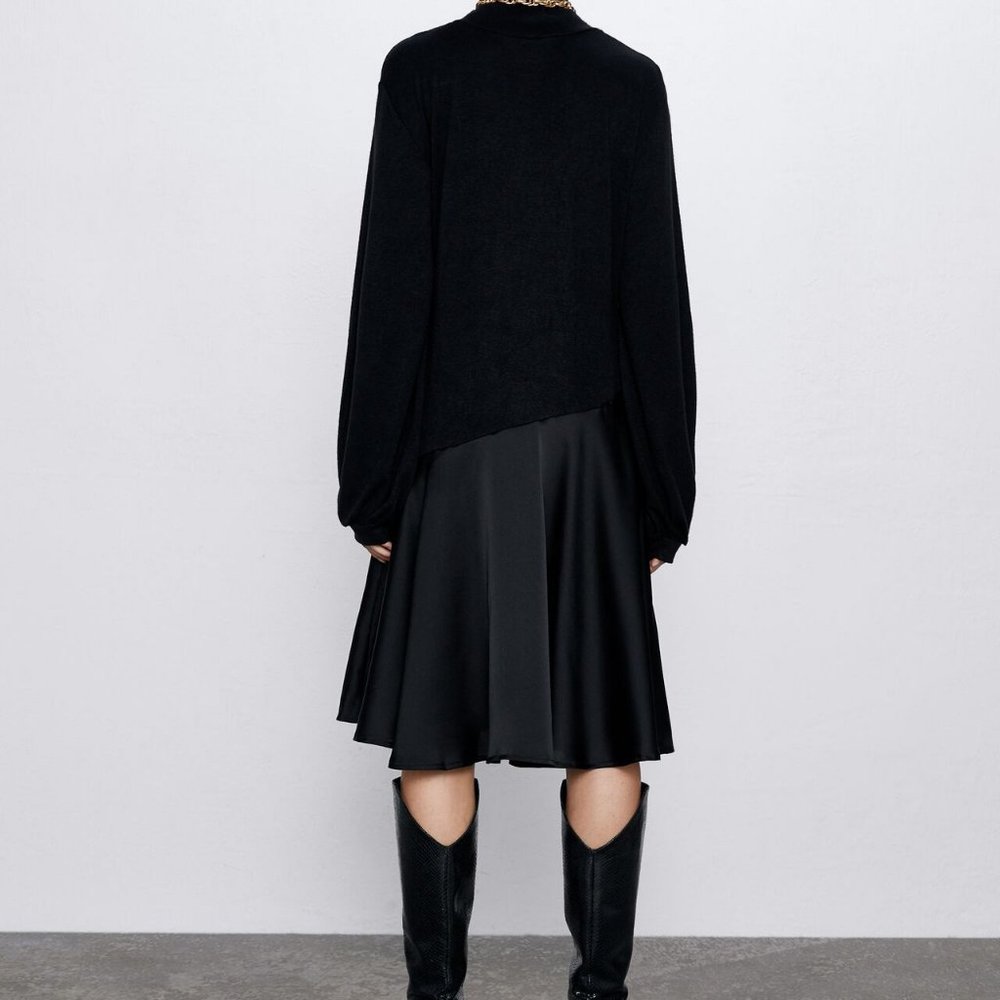 midi zara black dress